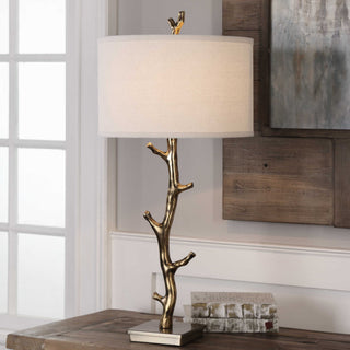 Gold Tree Branch Table Lamp, Twig Organic Shape Column