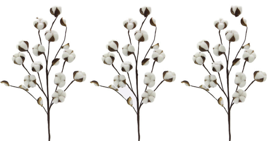 28"H Faux Cotton Spray, Set of 3