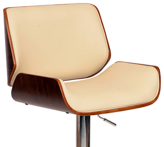 Cream Upholstered Chrome Base Adjustable Bar Stool