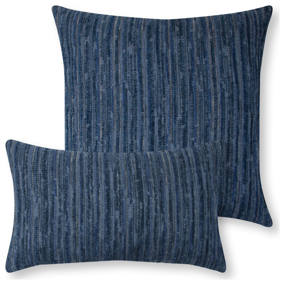 Luxe Stripe Indigo Indoor/Outdoor Performance Pillow, 20"x20"