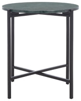 Safavieh Evrynne Round Accent Table, Green Marble/Black