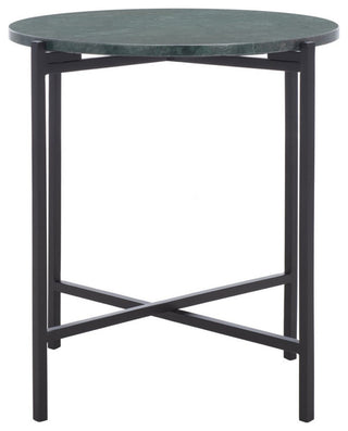 Safavieh Evrynne Round Accent Table, Green Marble/Black