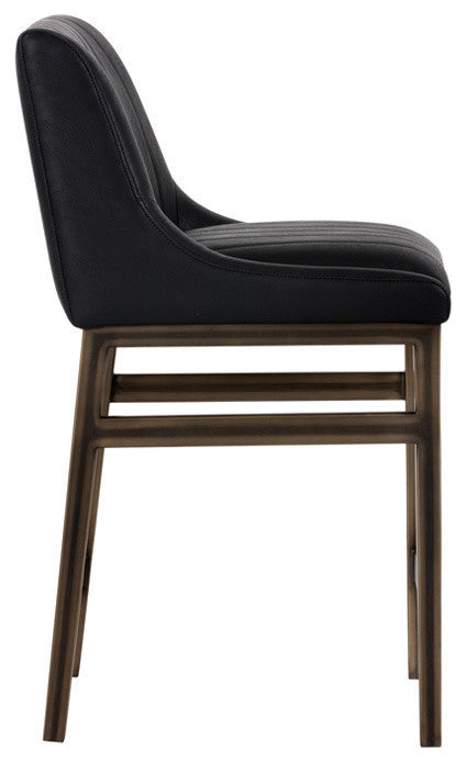 Halden Armless Counter Stool With Rustic Bronze Legs, Vintage Black
