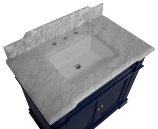 Elizabeth 36" Bathroom Vanity, Royal Blue, Carrara Marble