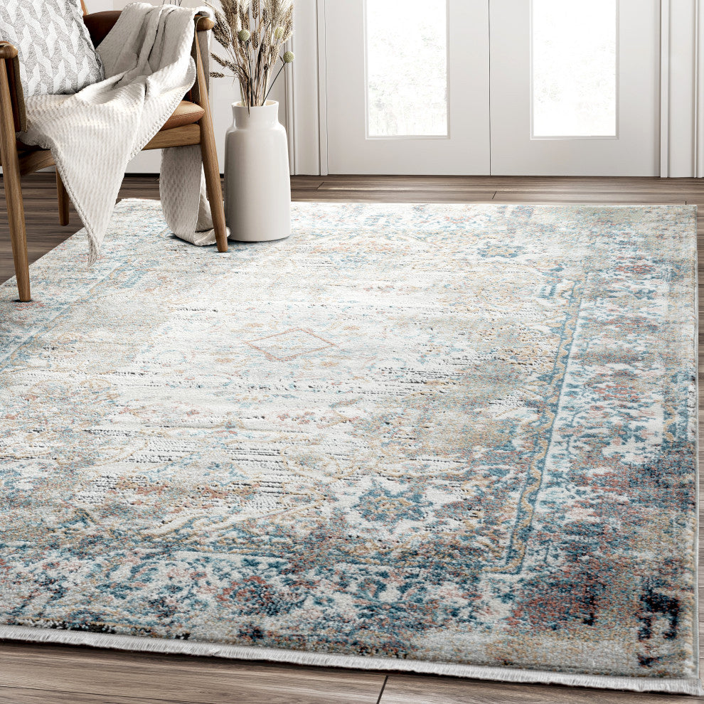 Abani Rugs Azure AZR200A Blue and Grey Vintage Area Rug