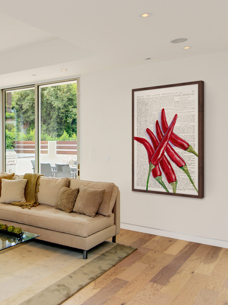 "Red Hot Chilies" Framed Painting Print, 16"x24"