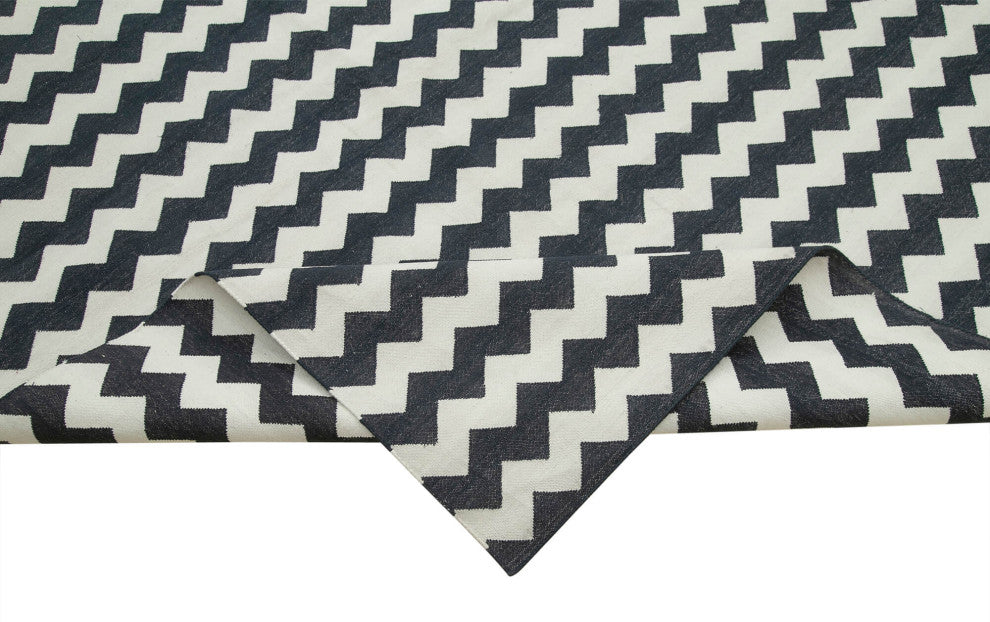 Rug N Carpet - Handmade Wool 10' 0'' x 13' 11'' Modern Design Dhurrie Kilim Rug