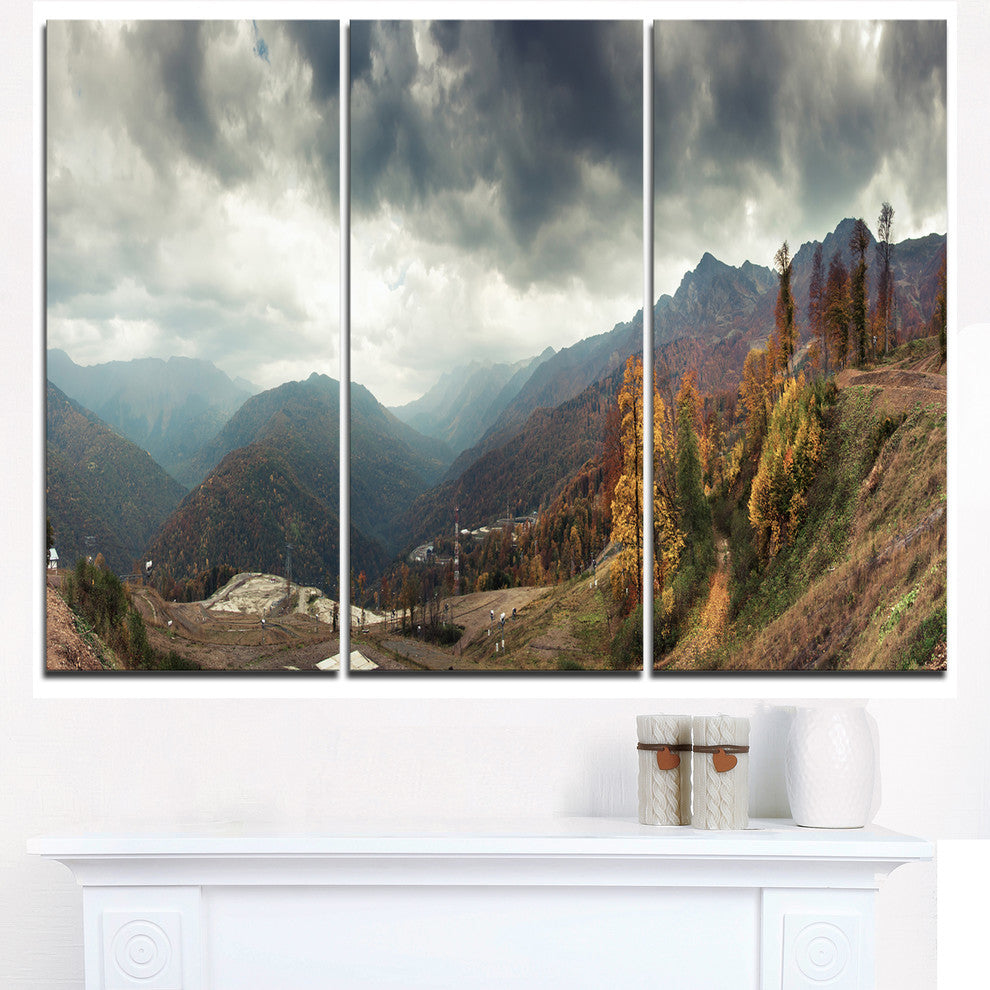 "Caucasus Mountains White Panorama" Metal Wall Art, 3 Panels, 36"x28"