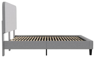 Addison Upholstered Platform Bed - Headboard with Rounded Edges, Light Grey, Queen