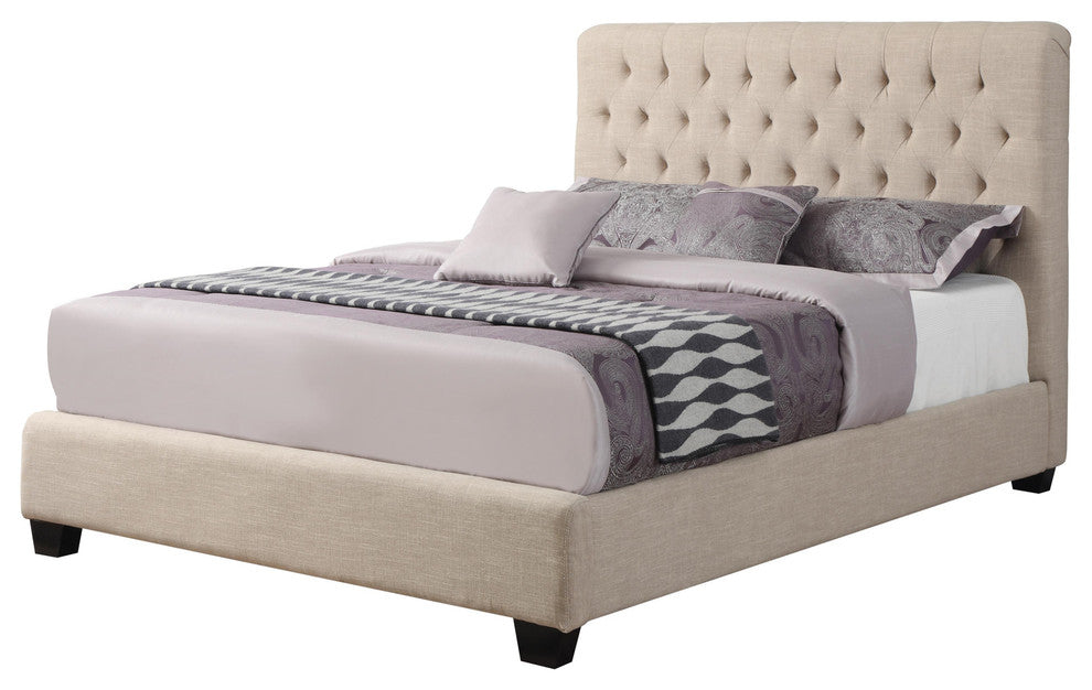 Coaster Chloe Upholstered Bed Queen, Cream 300007Q
