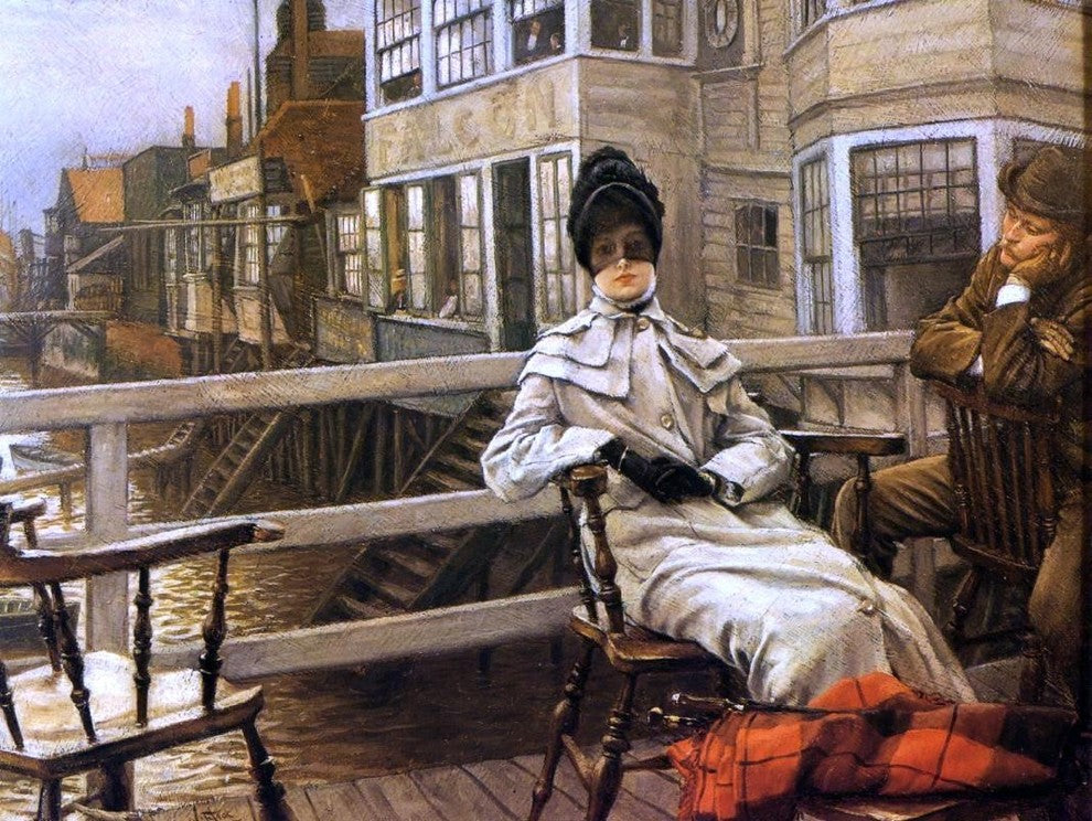 James Tissot Waiting for the Ferry - 21" x 28" Premium Canvas Print