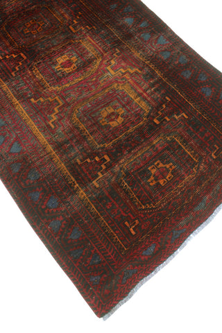 Fine Vintage Distressed Nozimjon Red/Charcoal Runner, 3'2 x 6'6