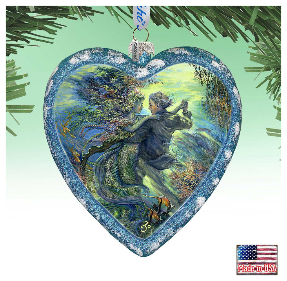 For the Love of a Mermaid Heart Glass Ornament Limited Edition