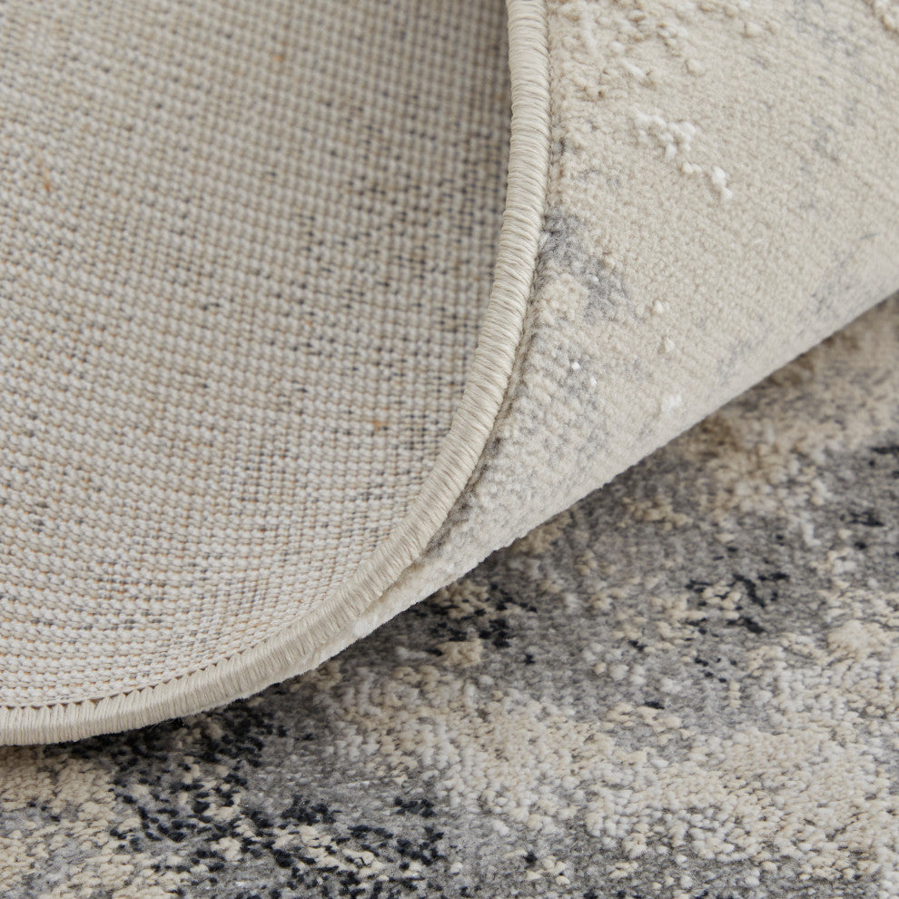 Oria Industrial Abstract Area Rug, Gray/Ivory, 8'x10'