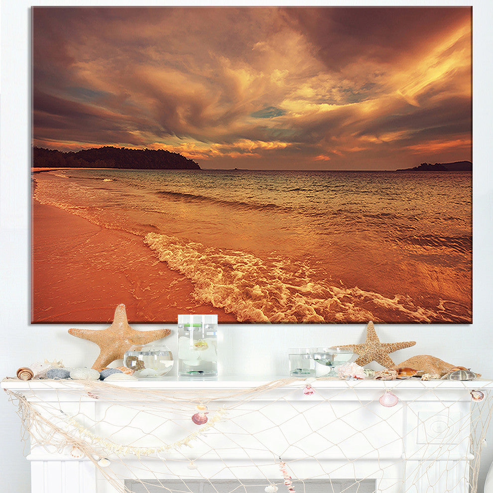 "Brown Serene Tropical Beach" Seashore Canvas Print, 40"x30"
