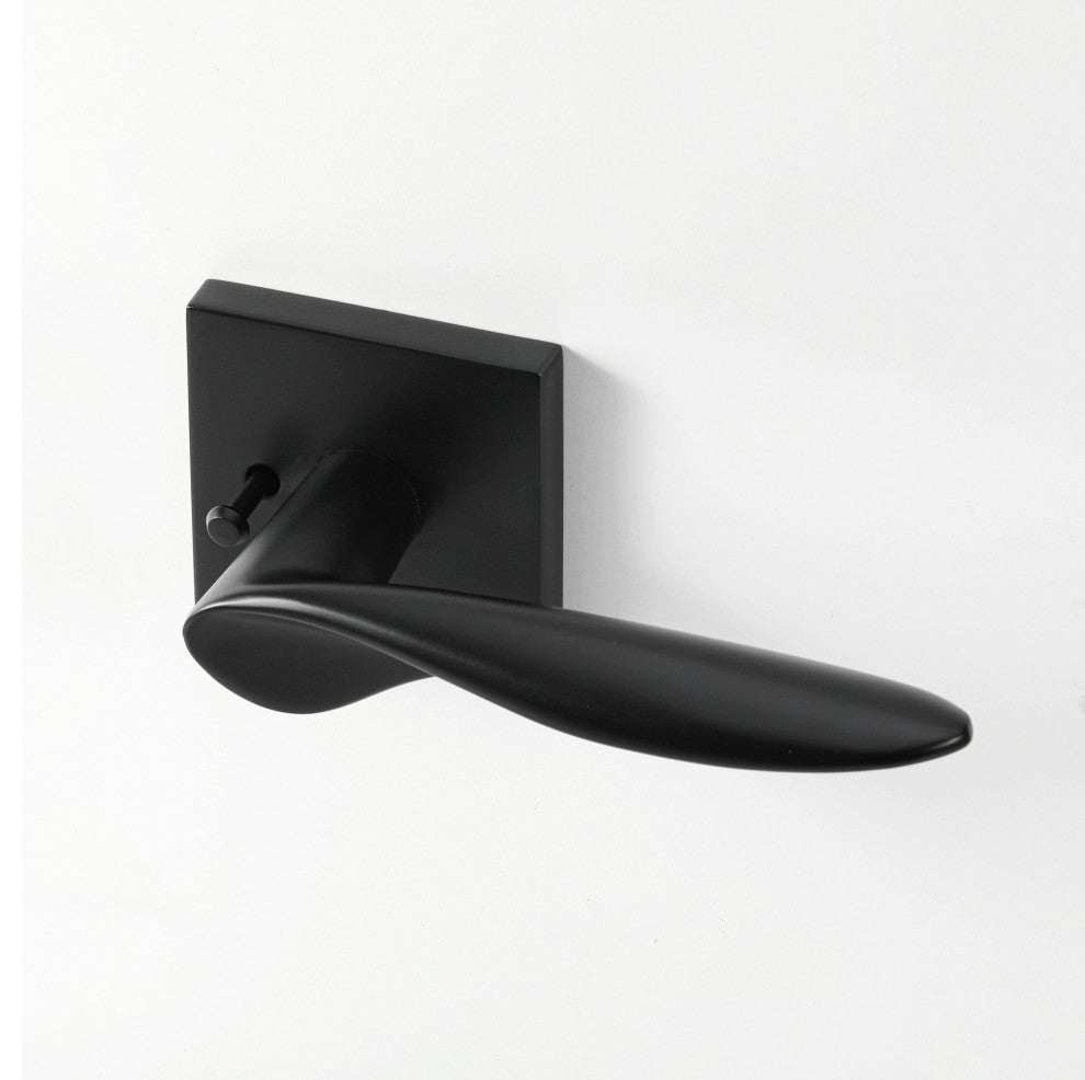 Modern Heavy Duty Designer Interior Door Lever - Lafayette Collection, Matte Black, Privacy Left Hand