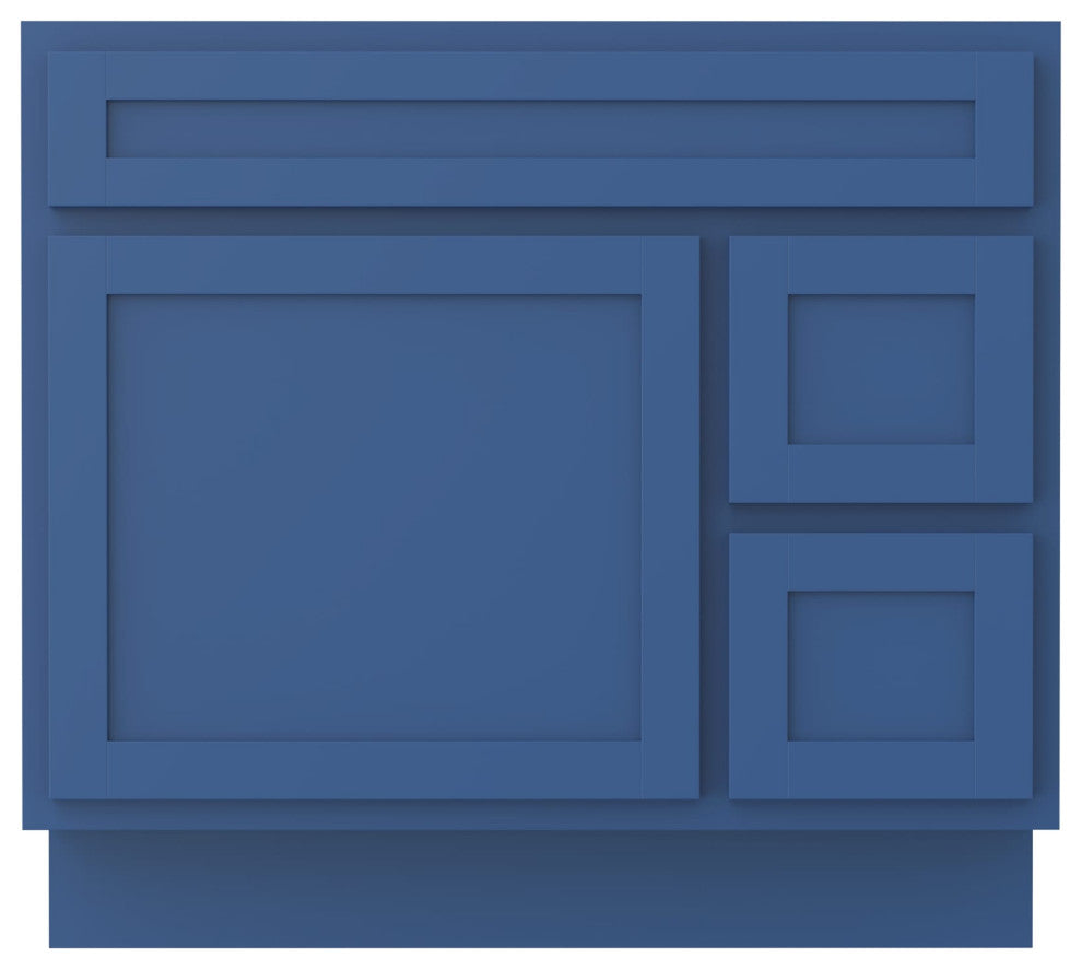 Vanity Art Vanity Base Cabinet, No Top, Drawers on Right, 36", Blue