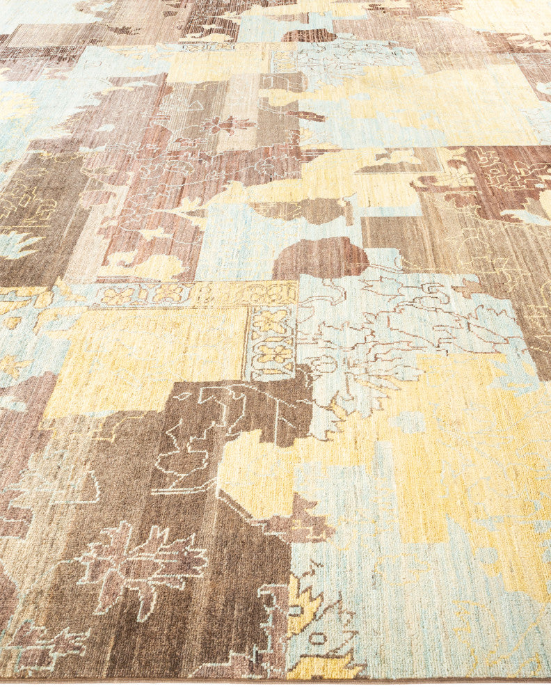 Eclectic, One-of-a-Kind Hand-Knotted Area Rug Brown, 10'0"x13'3"