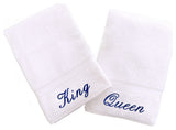 King and Queen Hand Towels, Set of 2, White