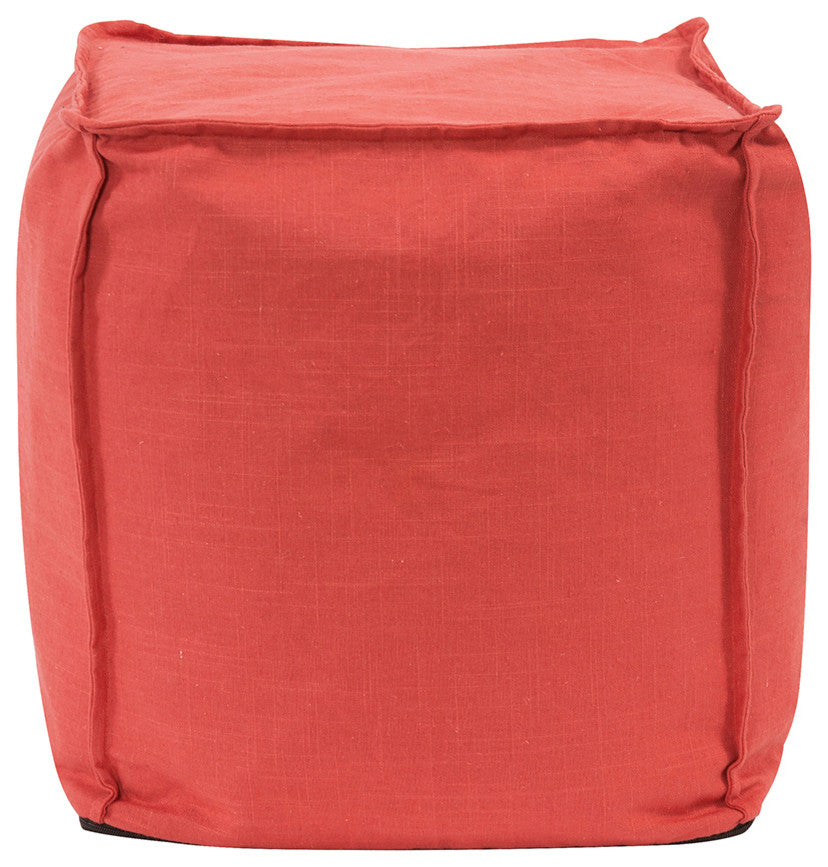 Howard Elliott Linen Slub Poppy Square Pouf