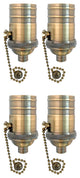 Royal Designs, Inc. Vintage Pull Chain Lamp Socket, Antique Brass, Set of 4