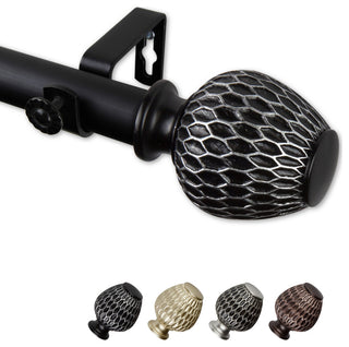 Telmo 1" Curtain Rod, Black, 120-170"