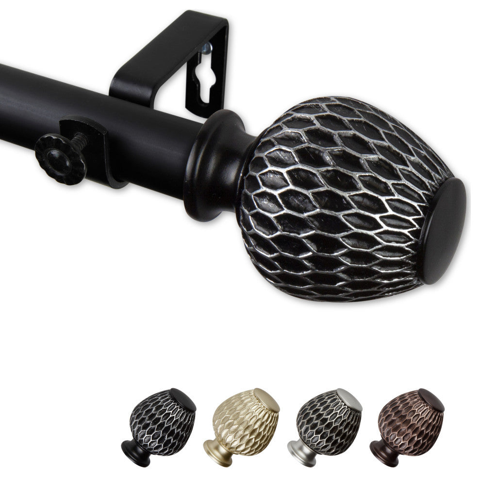 Telmo 1" Curtain Rod, Black, 120-170"