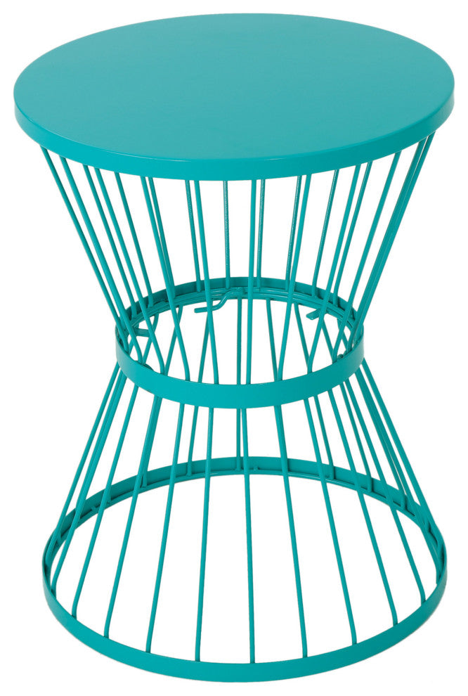 GDF Studio Fern Outdoor 16" Iron Side Table, Matte Teal