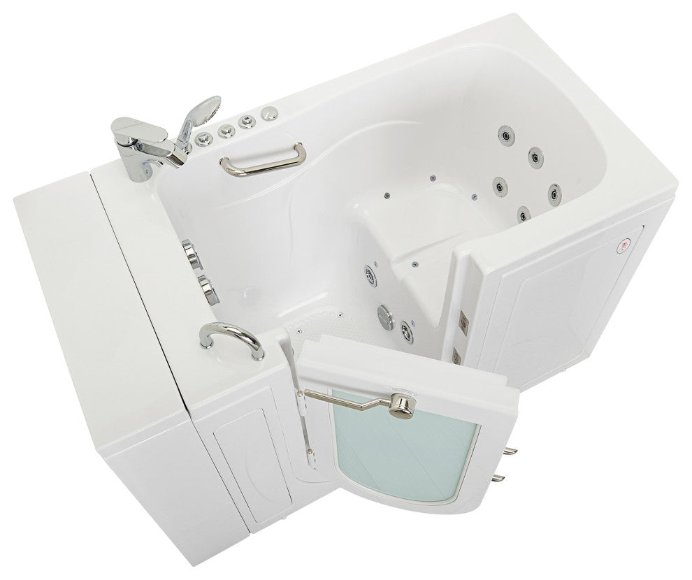 Ella Capri 30"x52" Air+Hydro Massage Walk-In Bathtub, Outward Swing Door, Faucet