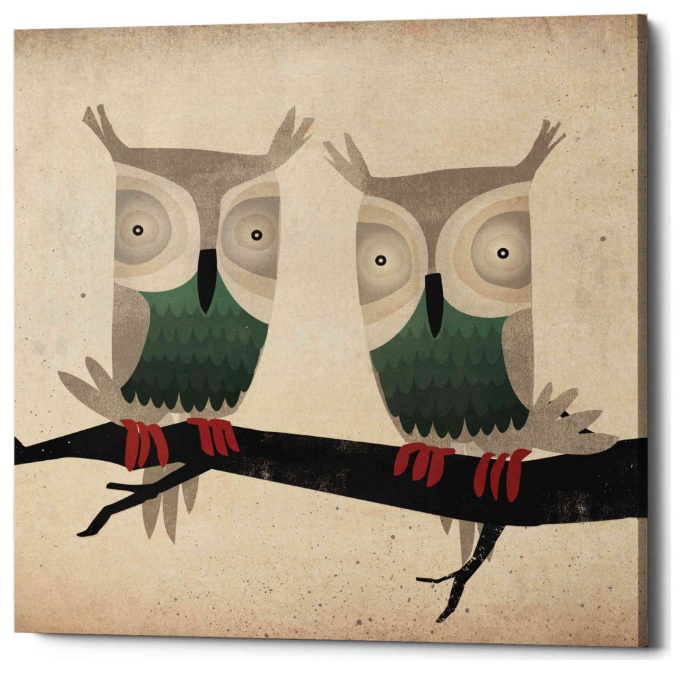 Epic Graffiti 'Tan Owls Square' by Ryan Fowler, Giclee Canvas Wall Art, 26"x26"