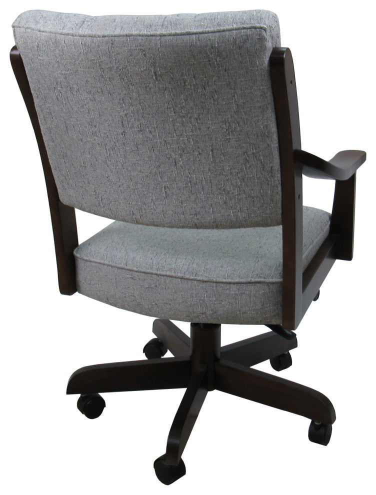 Swivel Wood Dining Caster Chair with Wheels - Casa, Hemsath Slate, Brown Honey