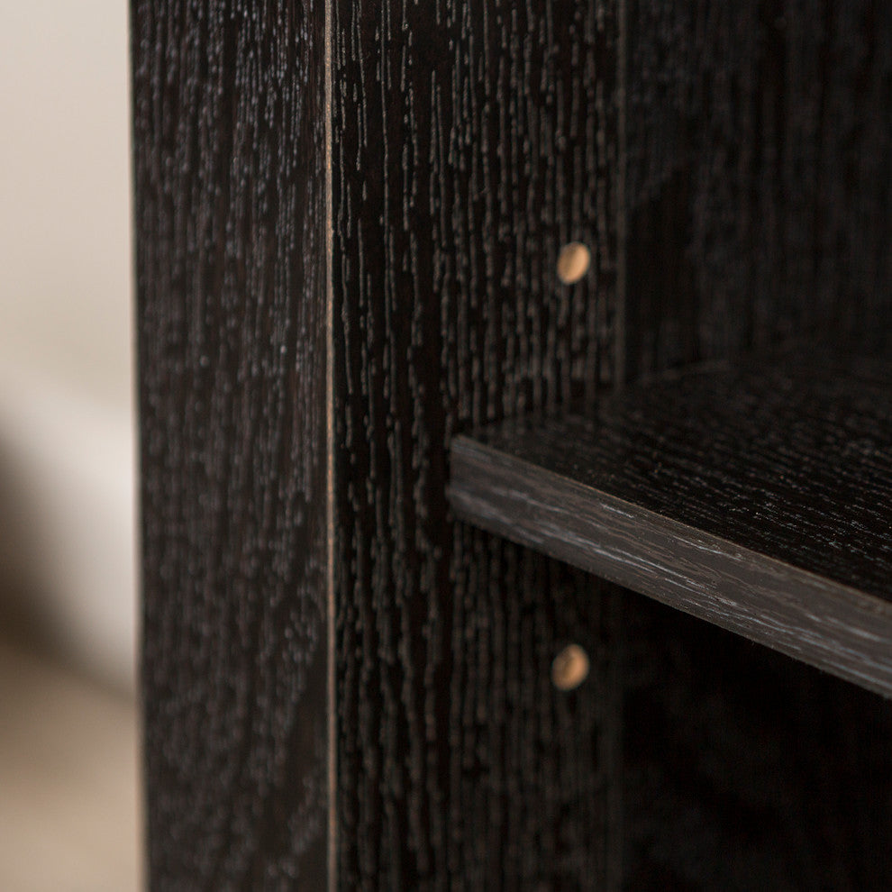 70" Wood Media TV Stand Storage Console, Black