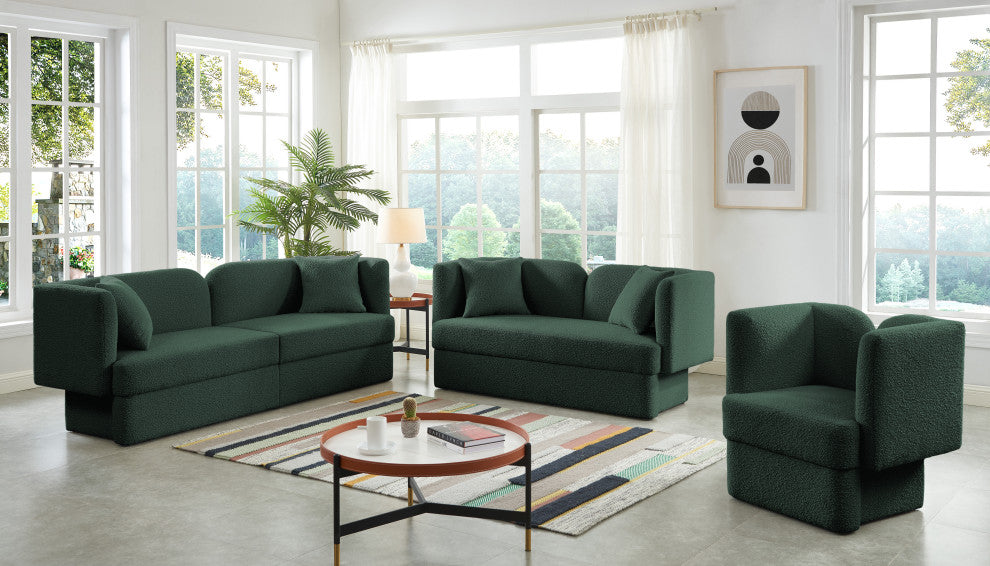 Marcel Boucle Fabric Upholstered Chair, Green