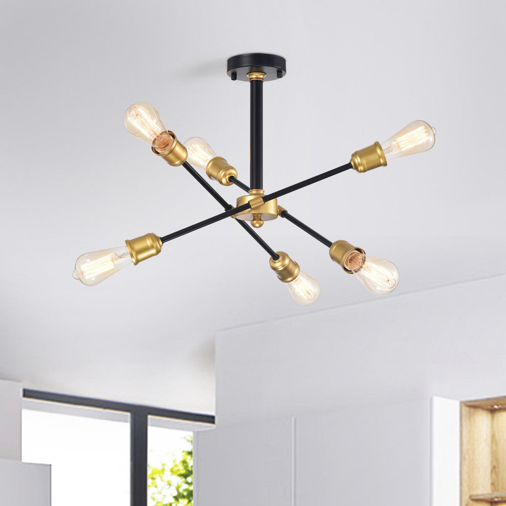Sami 6-light Sputnik Black and Gold Chandelier
