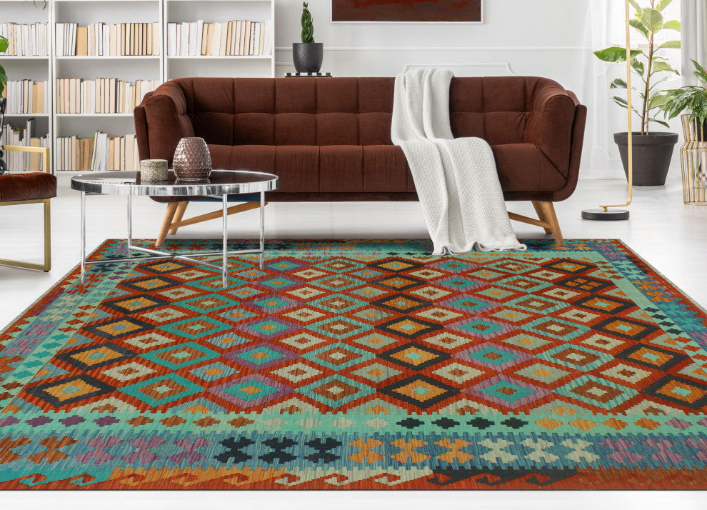 Sangat Kilim Anwar Red/Blue Rug, 8'5x10'10