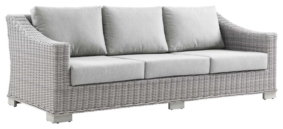 Conway Outdoor Patio Wicker Rattan Sofa Light Gray Gray
