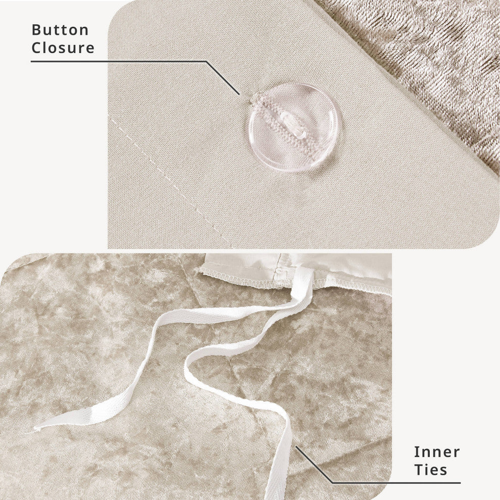Intelligent Design Velvet Duvet Cover Set With Throw Pillow, Champagne