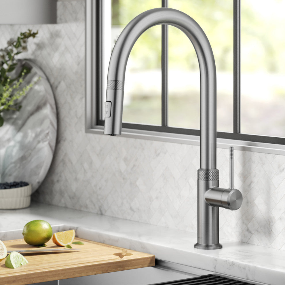 Oletto Pull-Down 1-Hole Kitchen Faucet, Spot Free Stainless Steel