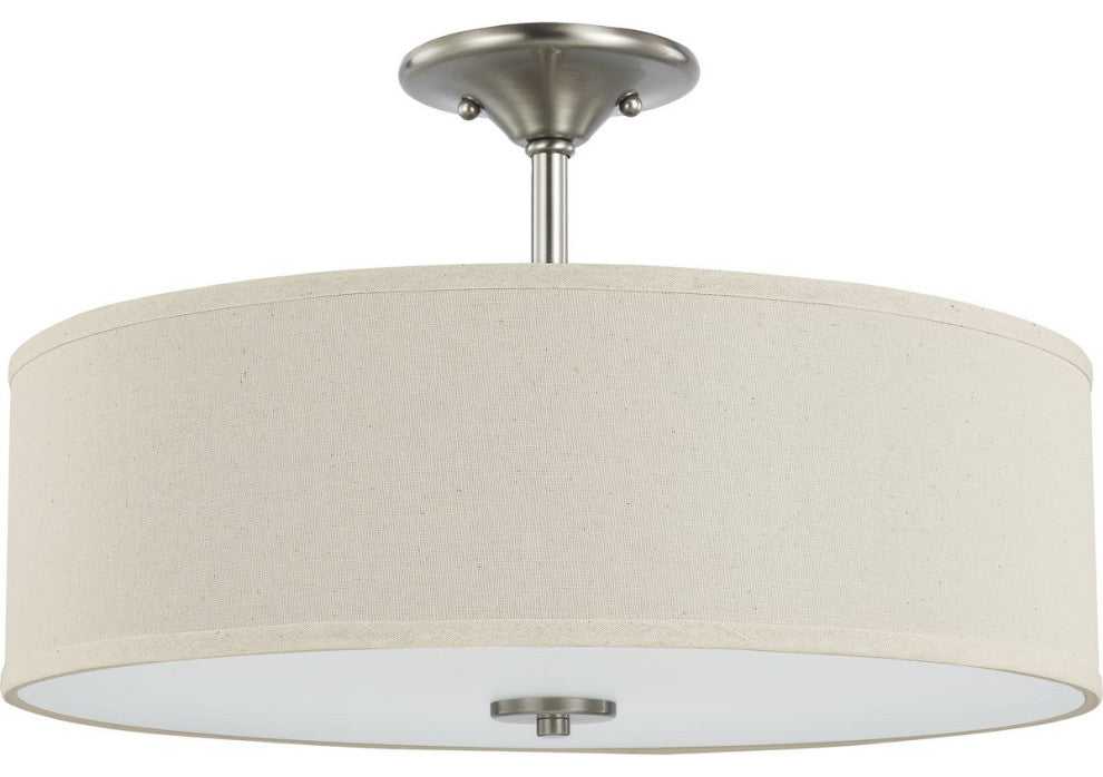 Inspire Collection Brushed Nickel 3-Light 18" Semi-Flush Mount