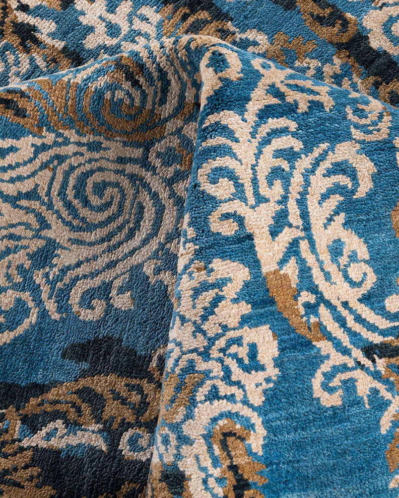 Ikat One-of-a-Kind Hand-Knotted Area Rug Gold, 9' 1" x 12' 3"