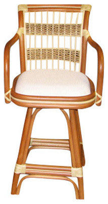 Spice Island 24" Bar Stool in Natural, Aqua Fabric
