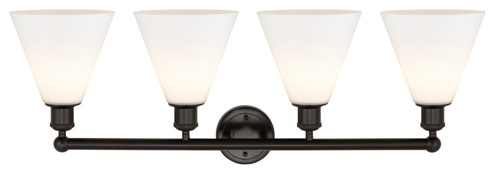 Berkshire 4-Light 35" Vanity Light, Oil Rubbed Bronze Finish, Matte White Shade