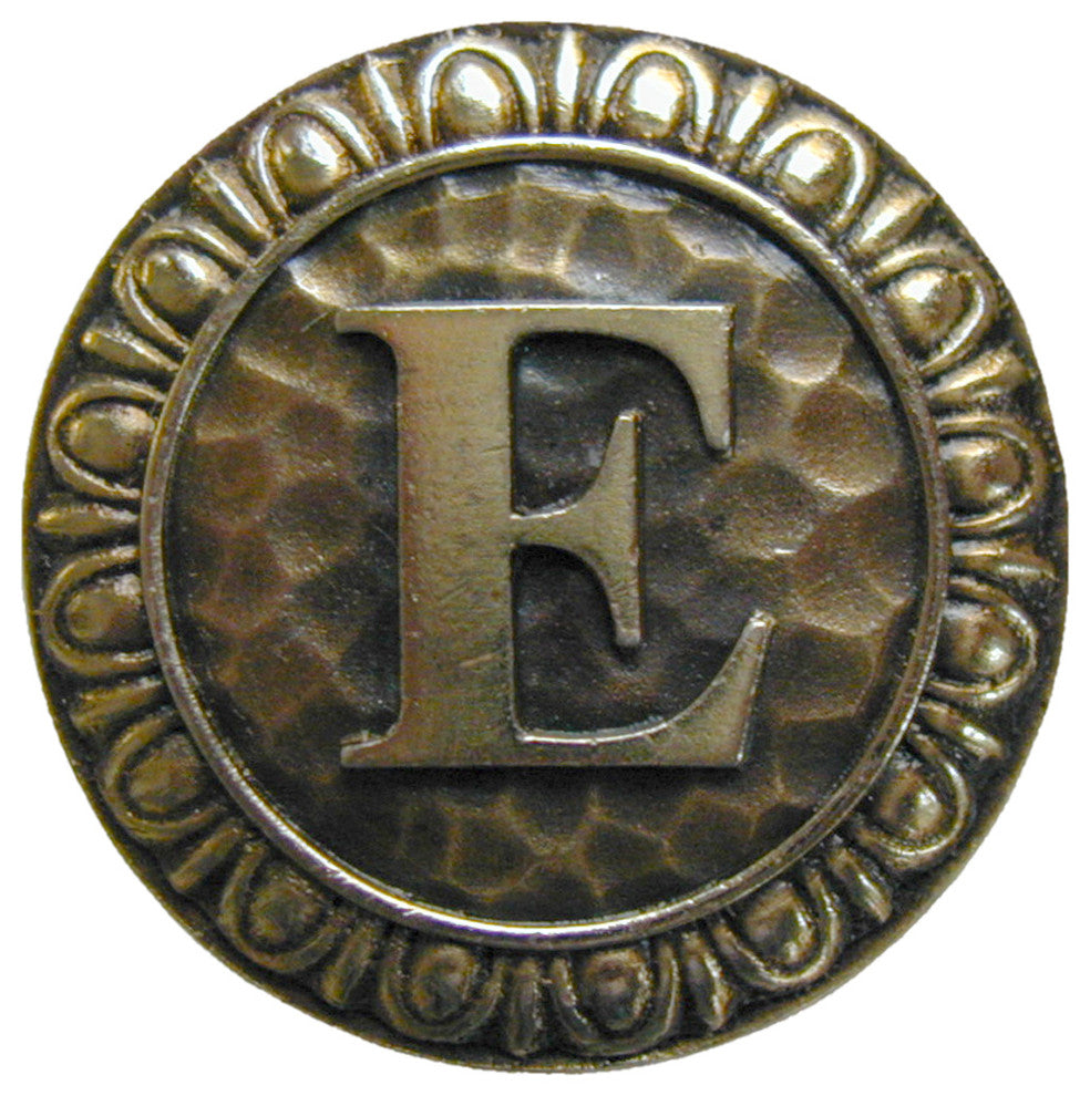 Initial A Knob Antique Brass, Antique Brass, E