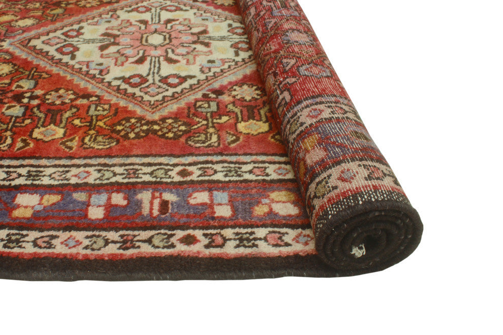 Fine Vintage Distressed Astrid Rust/Blue Runner, 3'9x9'5