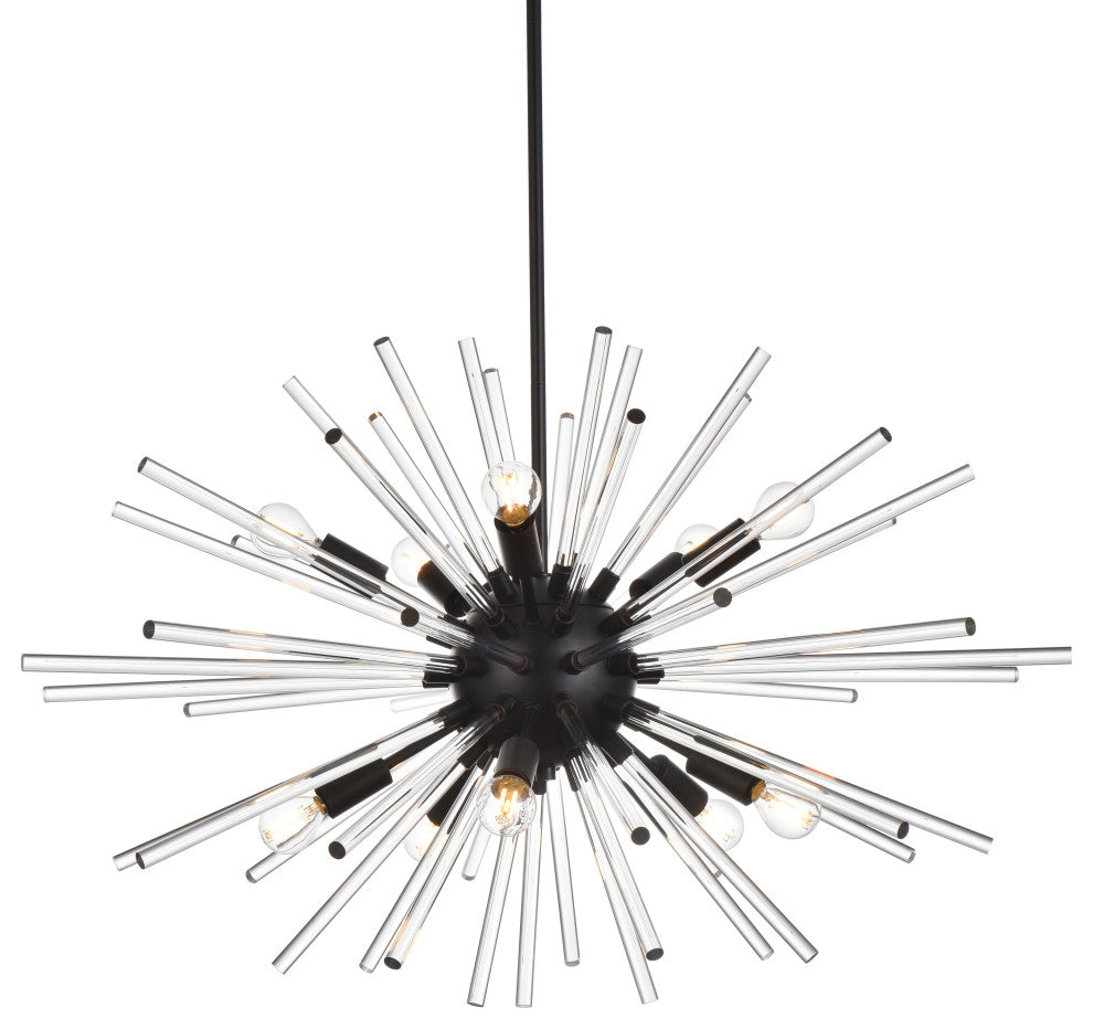 Samuel 36" Crystal Rod Pendant, Black