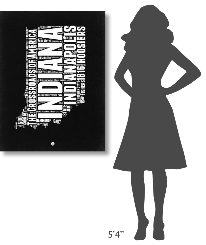 "Indiana Black and White Map" Fine Art Print