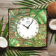 Square Tropical Leaves Wall Clock