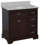 Aria 36" Bathroom Vanity, Chocolate, Carrara Marble