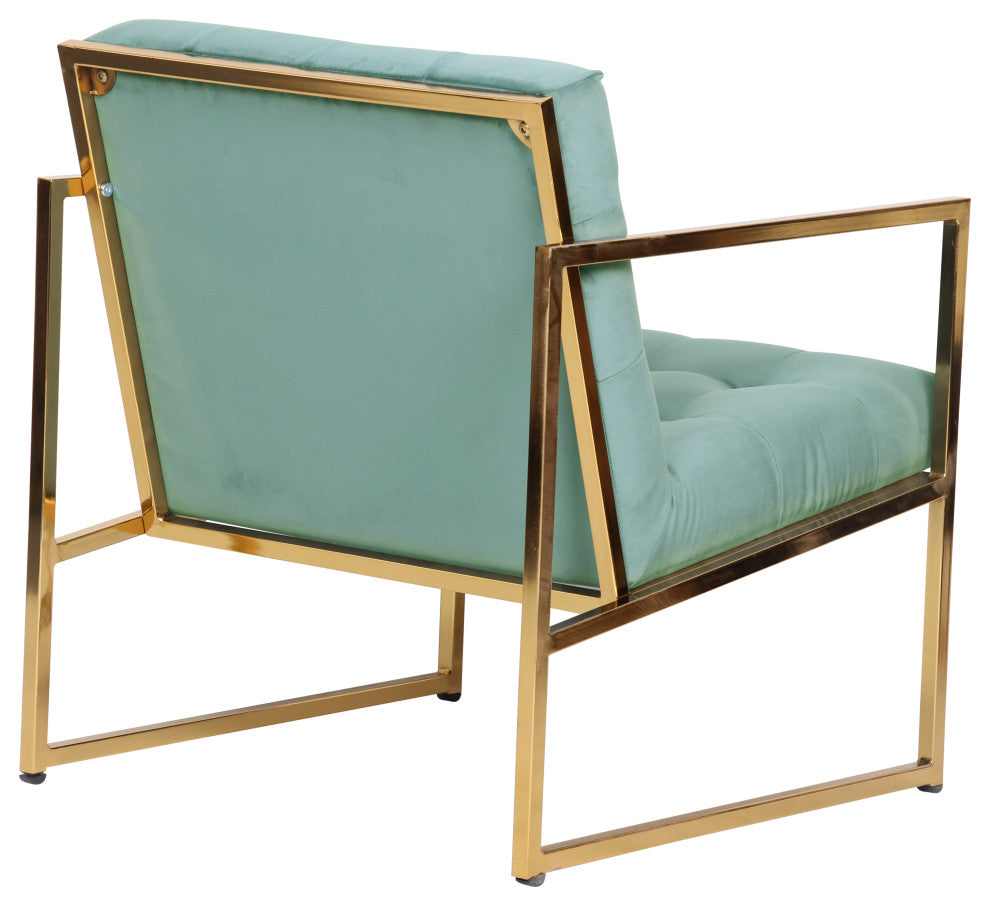 Tufted Accent Armchair with Gold Sled Base Lexington Series, Turquoise