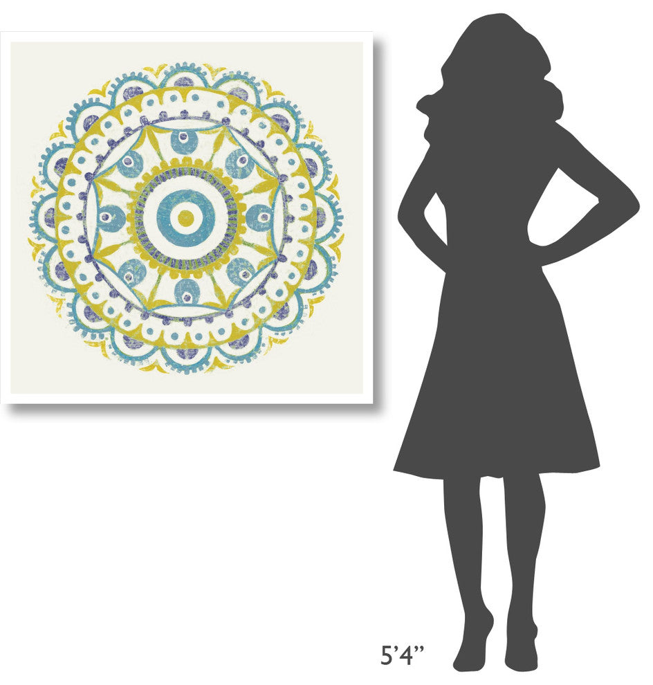 "Lakai Circle VI Blue and Yellow" Paper Print by Kathrine Lovell, 38"x38"